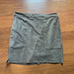 Olive Green Suede Skirt